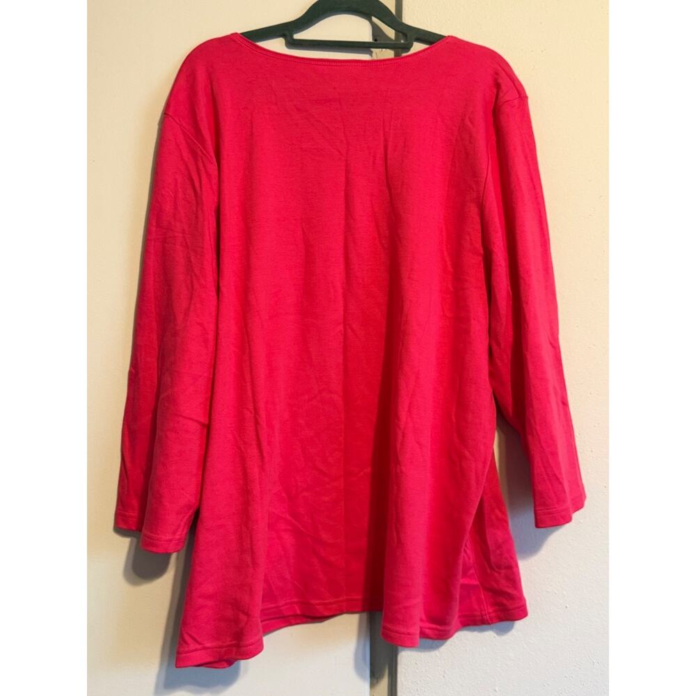 Karen Scott Women Hot Pink 3/4 Sleeve Scoop Neck Cotton T-Shirt Top Plus Size 3X - Picture 5 of 5
